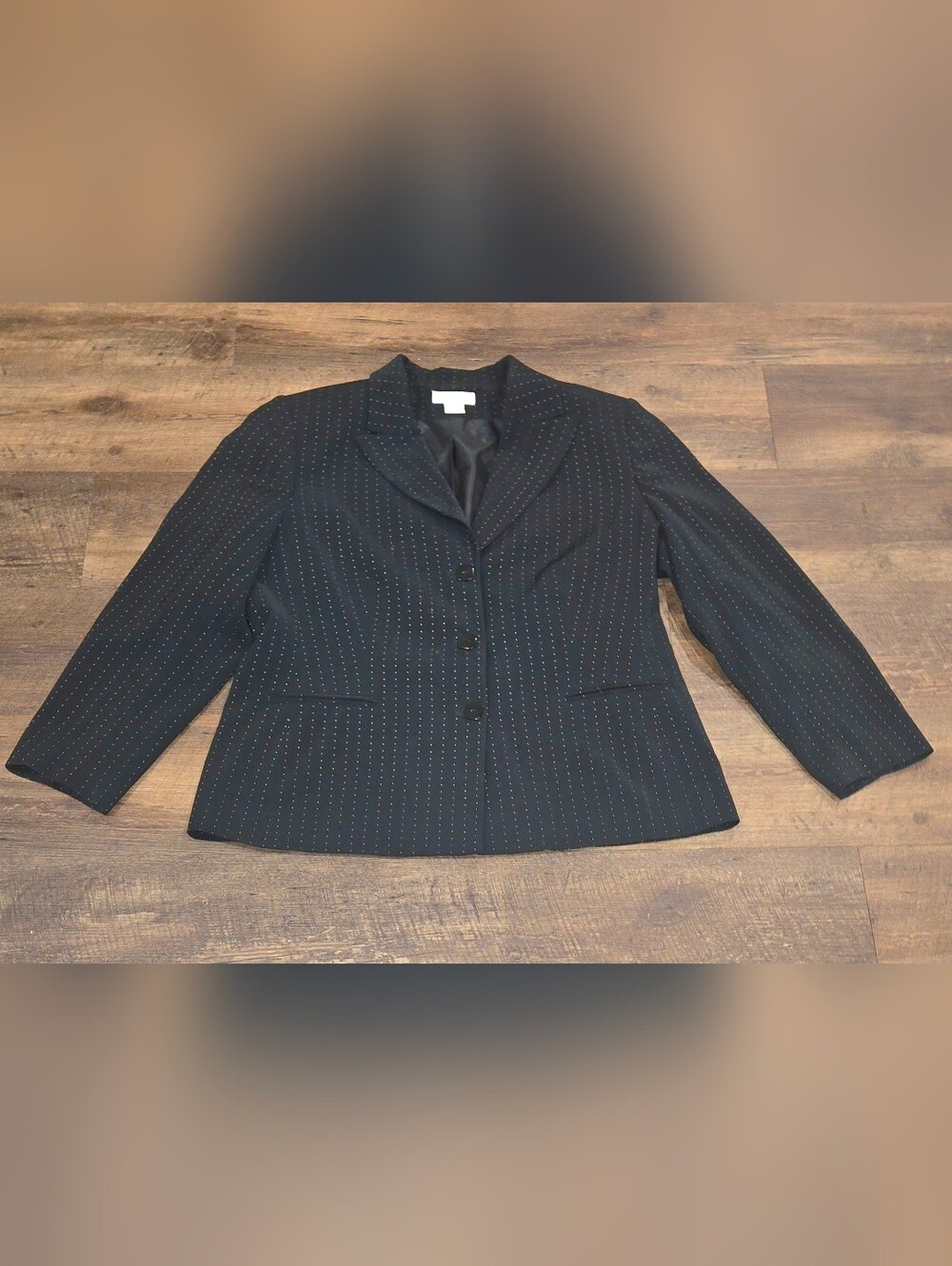 Worthington Black Pinstripe Women's Professional Office Pantsuit - Picture 2 of 10